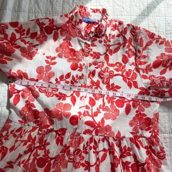 Ro's Garden Vibeka Short Floral Print Dress Large NWT Red White - Picture 9 of 10